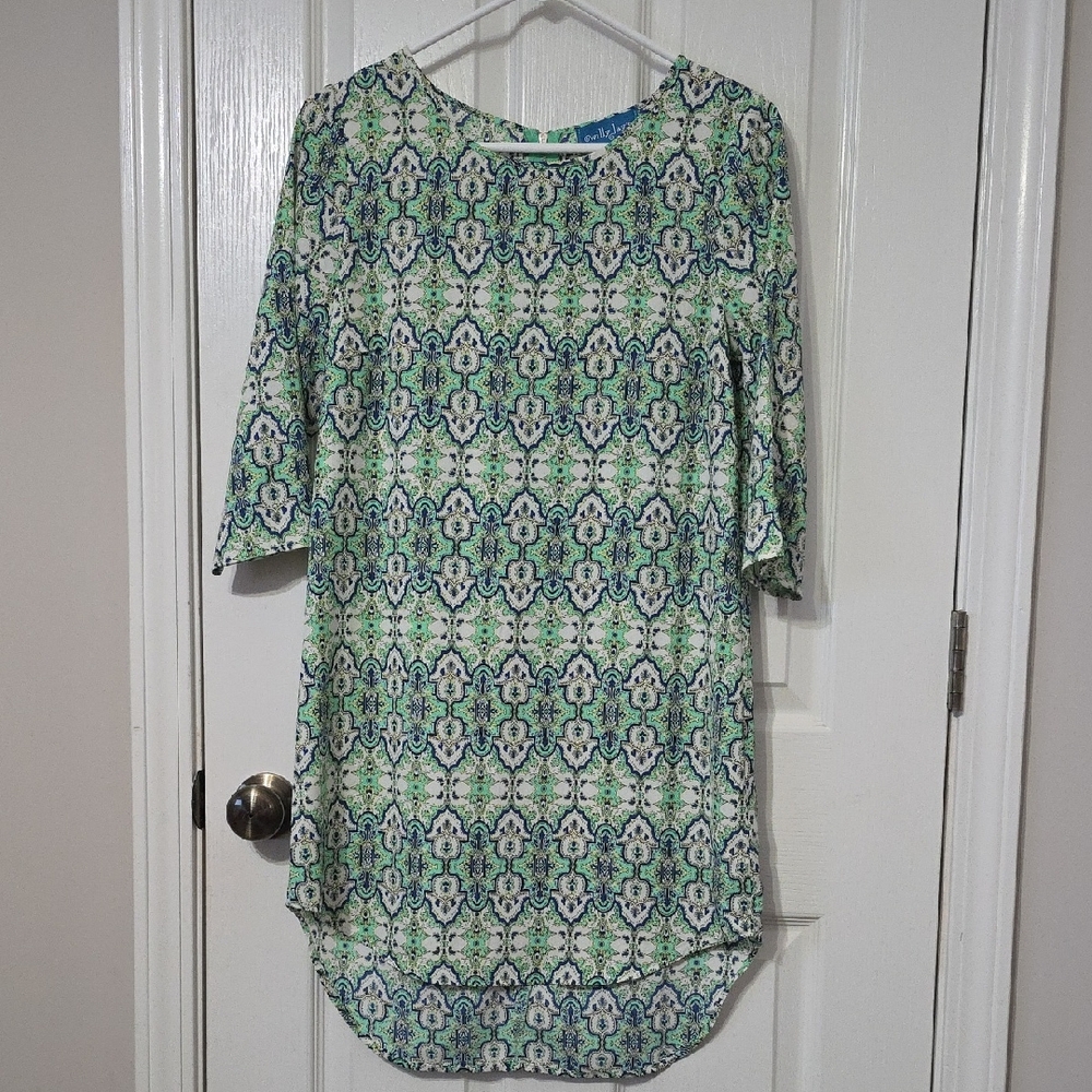 Willy Jays Green and Blue Patterned Dress